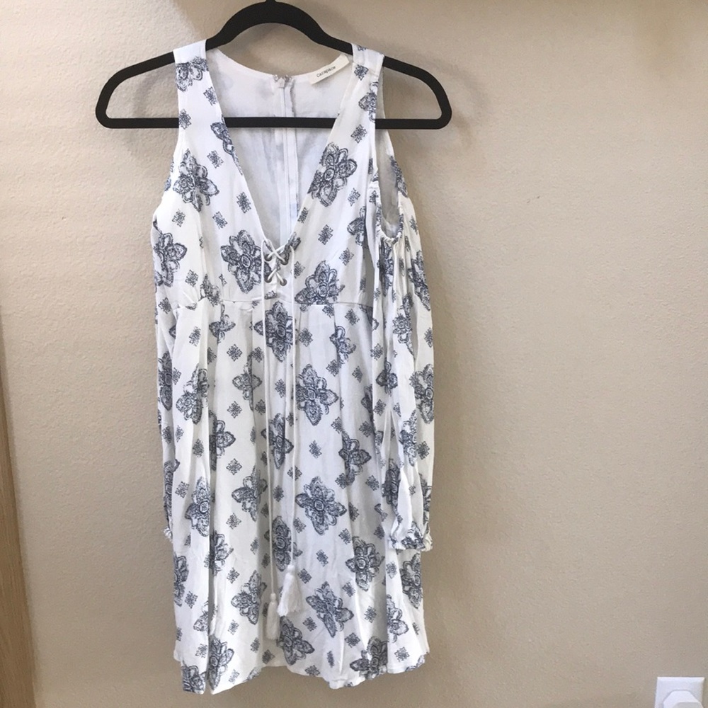 Blue and white flower patterned dress